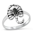 thumbnail image 1 of CHOOSE YOUR COLOR Sterling Silver Women's Simulated Black Onyx Scorpion Ring 925 Band 18mm CZ Female Size 5, 1 of 4
