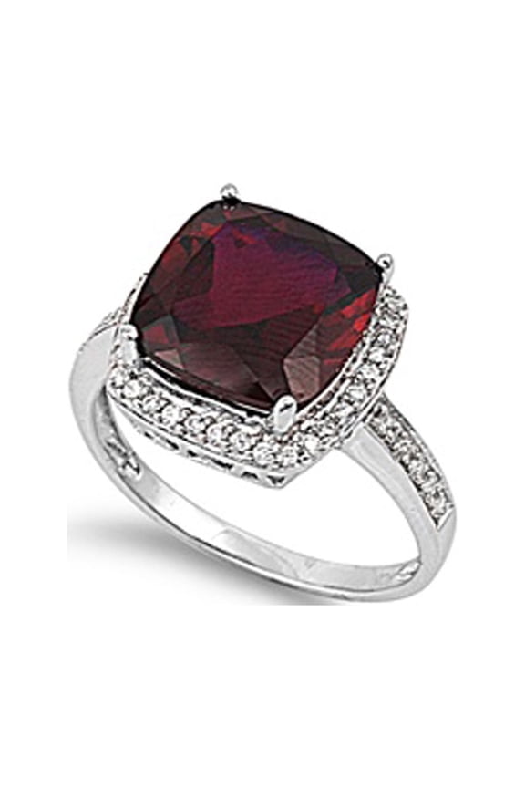 CHOOSE YOUR COLOR Sterling Silver Women's Simulated Ruby Ring Pure 925 Band 14mm Red CZ Female Size 8