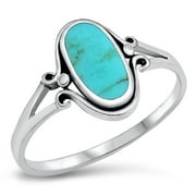 SAC SILVER CHOOSE YOUR COLOR Sterling Silver Women's Simulated Turquoise Ring 925 Band 13mm Blue CZ Female Size 7