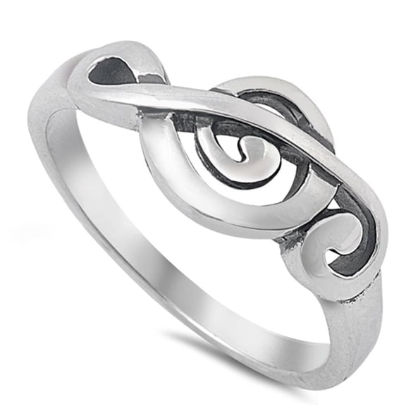 CHOOSE YOUR COLOR Sterling Silver Women's Treble Clef Note Music Ring Band 9mm 925 Jewelry Female Size 10