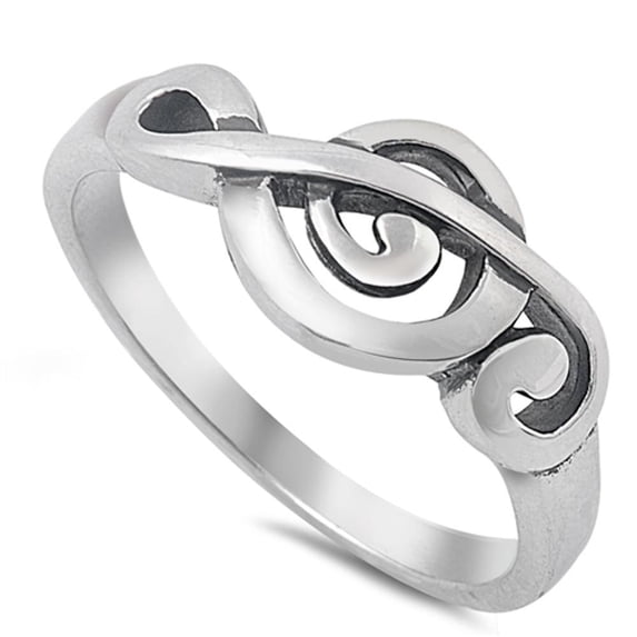 CHOOSE YOUR COLOR Sterling Silver Women's Treble Clef Note Music Ring Band 9mm 925 Jewelry Female Size 7