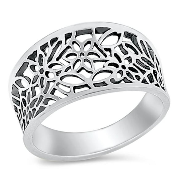 CHOOSE YOUR COLOR Sterling Silver Women's Web Design Ring 925 Band 11mm Jewelry Female Male Size 10