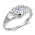 thumbnail image 1 of CHOOSE YOUR COLOR Sterling Silver Women's White CZ Pretty Heart Ring 925 Band 9mm Female Size 8, 1 of 4