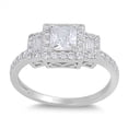 thumbnail image 1 of CHOOSE YOUR COLOR Sterling Silver Women's White CZ Ring Wholesale Engagement Band 8mm Female Size 11, 1 of 4