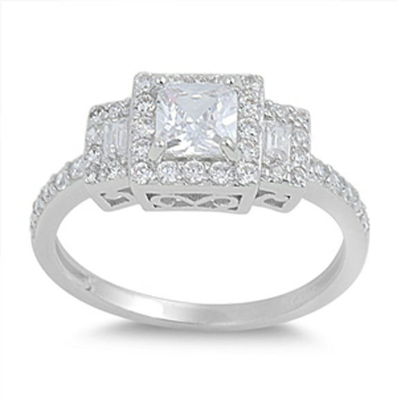 CHOOSE YOUR COLOR Sterling Silver Women's White CZ Ring Wholesale Engagement Band 8mm Female Size 8