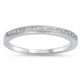 thumbnail image 1 of CHOOSE YOUR COLOR Sterling Silver Women's White CZ Wedding Ring 925 Thin Band 2mm Female Size 4, 1 of 4