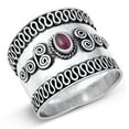 thumbnail image 1 of CHOOSE YOUR COLOR Sterling Silver Women's Wide Bali Ring 925 Band 19mm Red CZ Female Size 10, 1 of 4