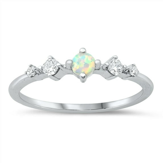 CHOOSE YOUR COLOR Studded Promise Ring .925 Sterling Silver Band White Cubic Zirconia Female Size 10