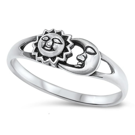 CHOOSE YOUR COLOR Sun Moon Universe Space Ring .925 Sterling Silver Band Jewelry Female Male Size 5
