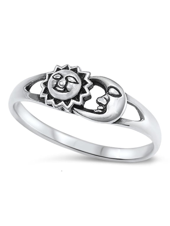 CHOOSE YOUR COLOR Sun Moon Universe Space Ring .925 Sterling Silver Band Jewelry Female Male Size 6
