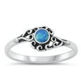 thumbnail image 1 of CHOOSE YOUR COLOR Swirl Heart Blue Simulated Opal Ring .925 Sterling Silver Band CZ Female Size 5, 1 of 4
