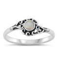 thumbnail image 1 of CHOOSE YOUR COLOR Swirl Heart White Simulated Opal Ring .925 Sterling Silver Band CZ Female Size 4, 1 of 4