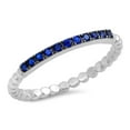 thumbnail image 1 of CHOOSE YOUR COLOR Thin Blue Simulated Sapphire Wholesale Ring .925 Sterling Silver Band CZ Female Size 9, 1 of 4