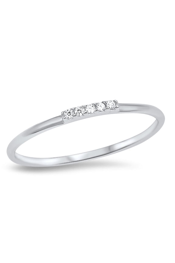 CHOOSE YOUR COLOR Thin Clear CZ Wedding Ring .925 Sterling Silver Stackable Band White Female Size 3