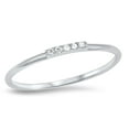 thumbnail image 1 of CHOOSE YOUR COLOR Thin Clear CZ Wedding Ring .925 Sterling Silver Stackable Band White Female Size 6, 1 of 4