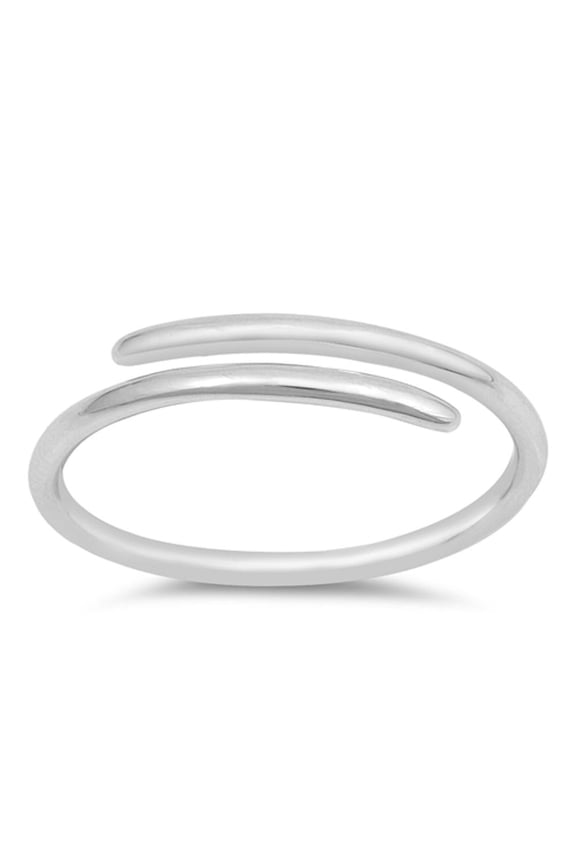 CHOOSE YOUR COLOR Thin High Polish Criss Cross Open Bar Ring .925 Sterling Silver Band Female Size 6