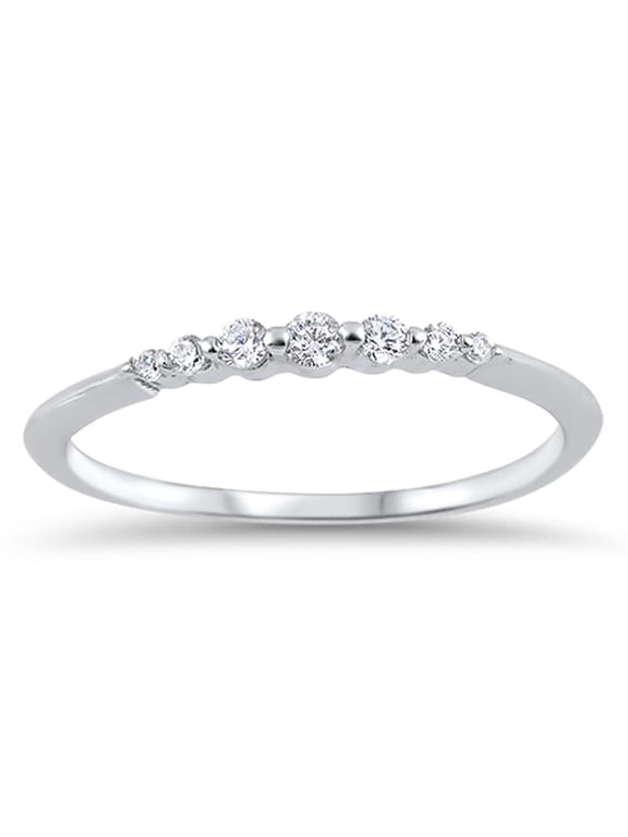 CHOOSE YOUR COLOR Thin Stackable Promise White CZ Ring 925 Sterling Silver Wedding Band Female Size 10