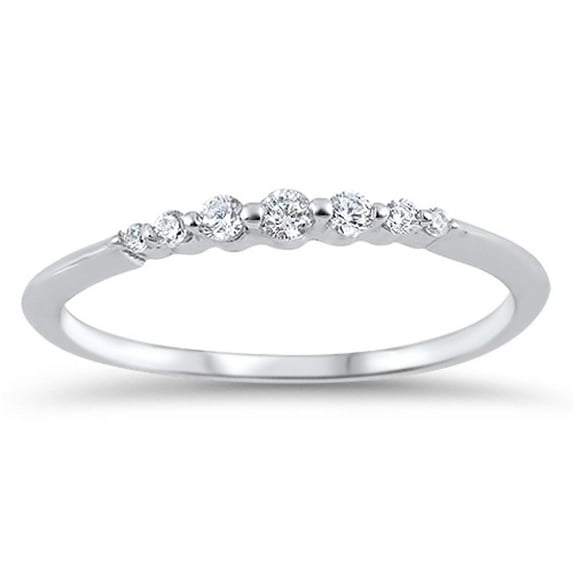 CHOOSE YOUR COLOR Thin Stackable Promise White CZ Ring 925 Sterling Silver Wedding Band Female Size 5