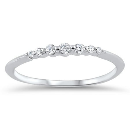 CHOOSE YOUR COLOR Thin Stackable Promise White CZ Ring 925 Sterling Silver Wedding Band Female Size 6 price history and forecast - Sac Silver