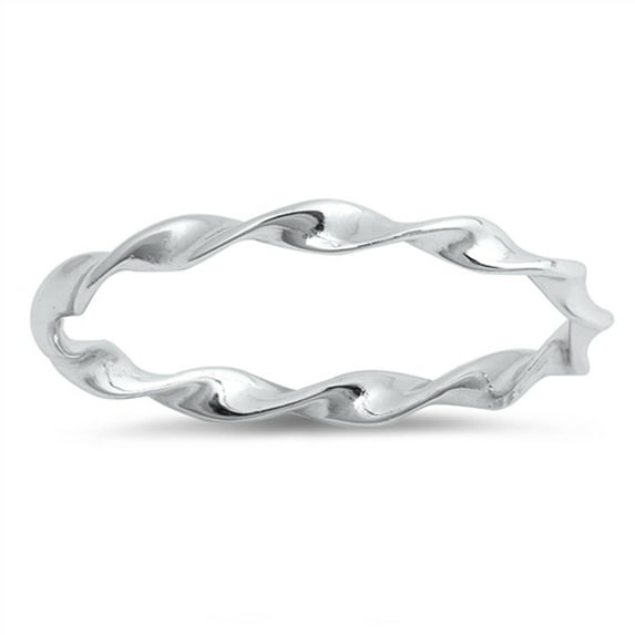 CHOOSE YOUR COLOR Thin Twisted Wave Stacking Wedding Ring .925 Sterling Silver Band Jewelry Female Size 3
