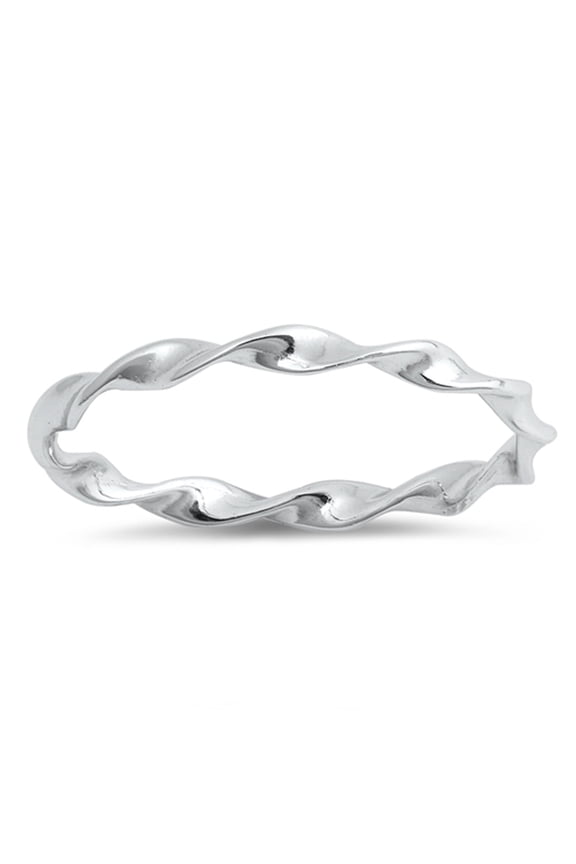 CHOOSE YOUR COLOR Thin Twisted Wave Stacking Wedding Ring .925 Sterling Silver Band Jewelry Female Size 4