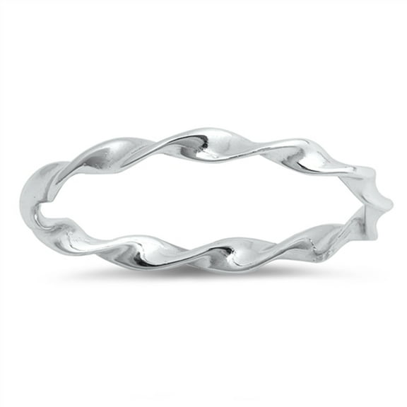 CHOOSE YOUR COLOR Thin Twisted Wave Stacking Wedding Ring .925 Sterling Silver Band Jewelry Female Size 6