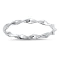 thumbnail image 1 of CHOOSE YOUR COLOR Thin Twisted Wave Stacking Wedding Ring .925 Sterling Silver Band Jewelry Female Size 9, 1 of 4