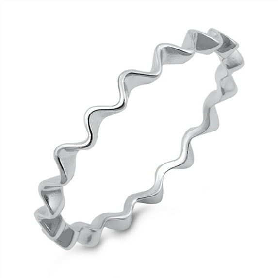 CHOOSE YOUR COLOR Thin Wave Eternity Squiggle Stacking Ring .925 Sterling Silver Band Female Size 10