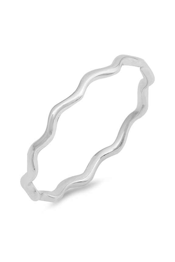CHOOSE YOUR COLOR Thin Wave Eternity Stackable Ring .925 Sterling Silver Thumb Band Jewelry Female Size 10