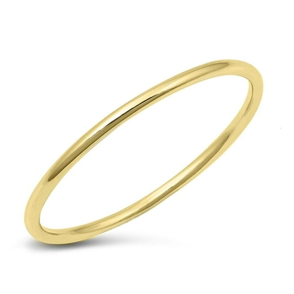 CHOOSE YOUR COLOR Thin Yellow Gold-Tone Ring .925 Sterling Silver Band Jewelry Female Male Size 9