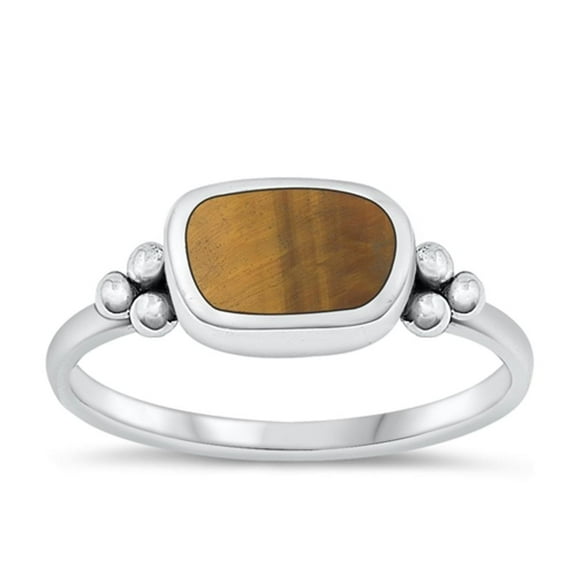 CHOOSE YOUR COLOR Tiger Eye Bali Ring .925 Chic Sterling Silver Band Jewelry Female Male Size 4