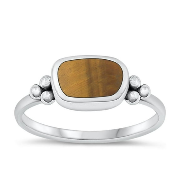 CHOOSE YOUR COLOR Tiger Eye Bali Ring .925 Chic Sterling Silver Band Jewelry Female Male Size 8