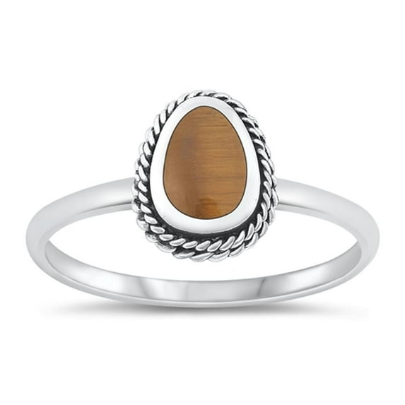 CHOOSE YOUR COLOR Tiger Eye Bali Ring .925 Sterling Silver Band Jewelry Female Male Unisex Size 5