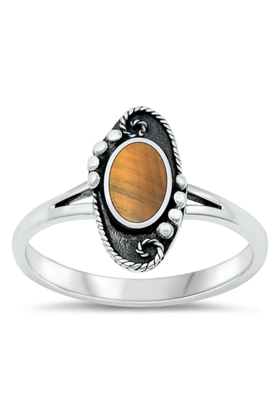 CHOOSE YOUR COLOR Tiger Eye Boho Ring .925 Chic Sterling Silver Band Jewelry Female Male Size 8