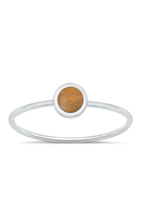 CHOOSE YOUR COLOR Tiger Eye Minimalist Ring .925 Chic Sterling Silver Band Jewelry Female Size 6