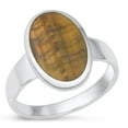 thumbnail image 1 of CHOOSE YOUR COLOR Tiger Eye Oval Cocktail Ring .925 Sterling Silver Band Jewelry Female Male Size 10, 1 of 4