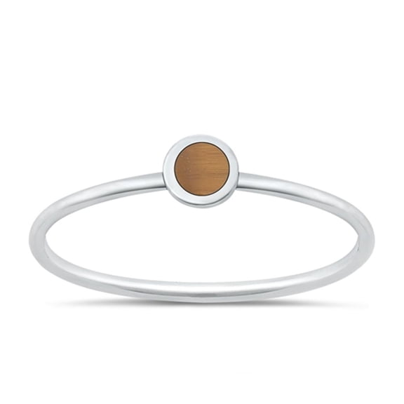 CHOOSE YOUR COLOR Tiger Eye Promise Ring .925 Sterling Silver Chic Minimalist Band Jewelry Female Size 3