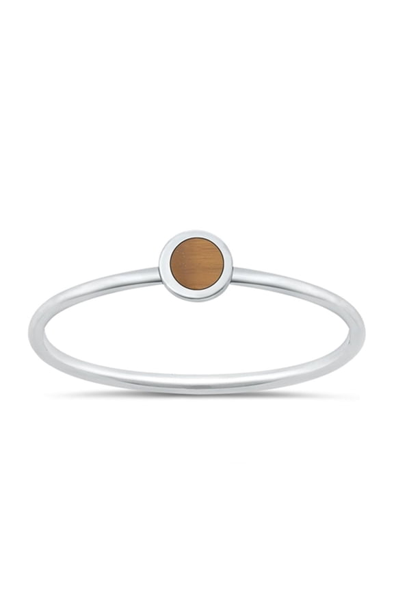 CHOOSE YOUR COLOR Tiger Eye Promise Ring .925 Sterling Silver Chic Minimalist Band Jewelry Female Size 6
