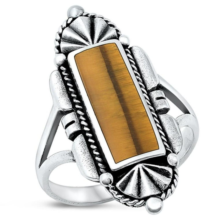 CHOOSE YOUR COLOR Tiger Eye Ring .925 Sterling Silver Bali Style Band Jewelry Female Male Size 9