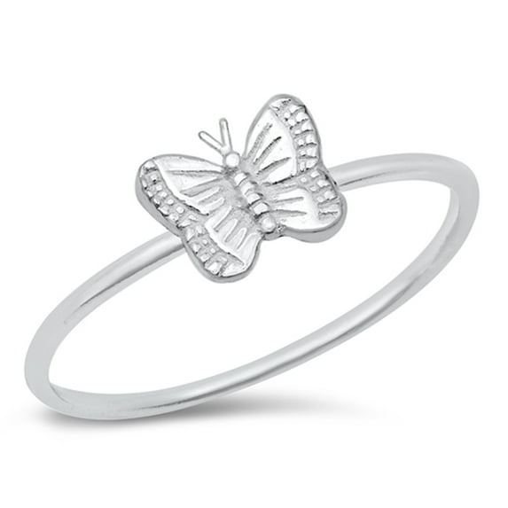 CHOOSE YOUR COLOR Tiny Butterfly Nature Ring .925 Sterling Silver Band Jewelry Female Male Size 4