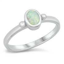 CHOOSE YOUR COLOR Tiny Oval Promise Ring .925 Sterling Silver Band White CZ Female Size 6