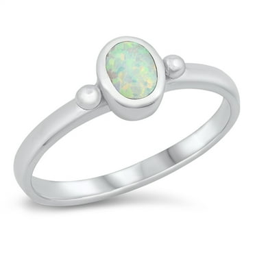 CHOOSE YOUR COLOR Tiny Oval Promise Ring .925 Sterling Silver Band White CZ Female Size 6