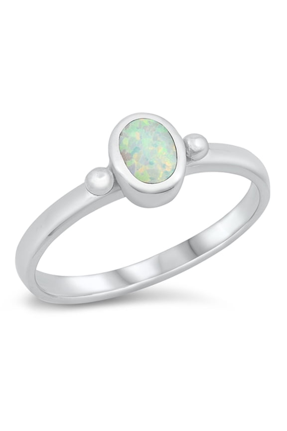 CHOOSE YOUR COLOR Tiny Oval Promise Ring .925 Sterling Silver Band White CZ Female Size 7
