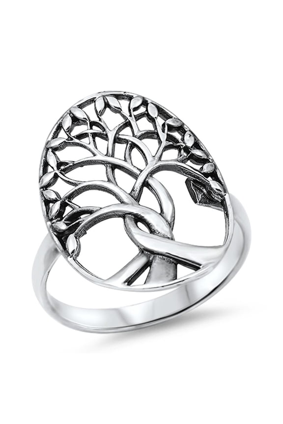 CHOOSE YOUR COLOR Tree of Life Branches Ring .925 Sterling Silver Band Jewelry Female Male Size 13