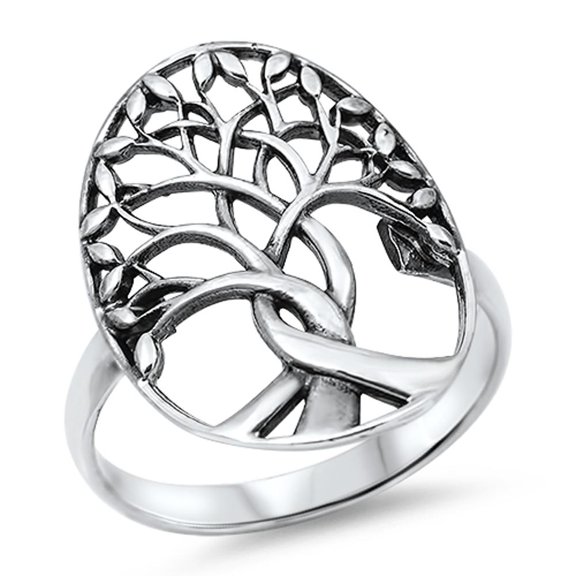 CHOOSE YOUR COLOR Tree of Life Branches Ring .925 Sterling Silver Band Jewelry Female Male Size 7