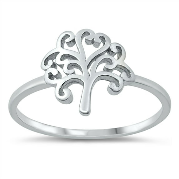 CHOOSE YOUR COLOR Tree of Life Ring Wholesale .925 Solid Sterling Silver Band Jewelry Female Size 8