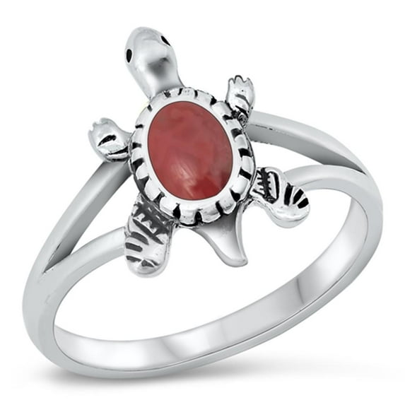 CHOOSE YOUR COLOR Turtle Animal Pet Ring .925 Sterling Silver Band Jewelry Female Male Unisex Size 8