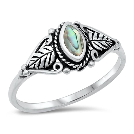 CHOOSE YOUR COLOR Vintage Abalone Simulated Abalone Ring .925 Sterling Silver Band Jewelry Female Size 4