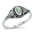 thumbnail image 1 of CHOOSE YOUR COLOR Vintage Abalone Simulated Abalone Ring .925 Sterling Silver Band Jewelry Female Size 6, 1 of 4