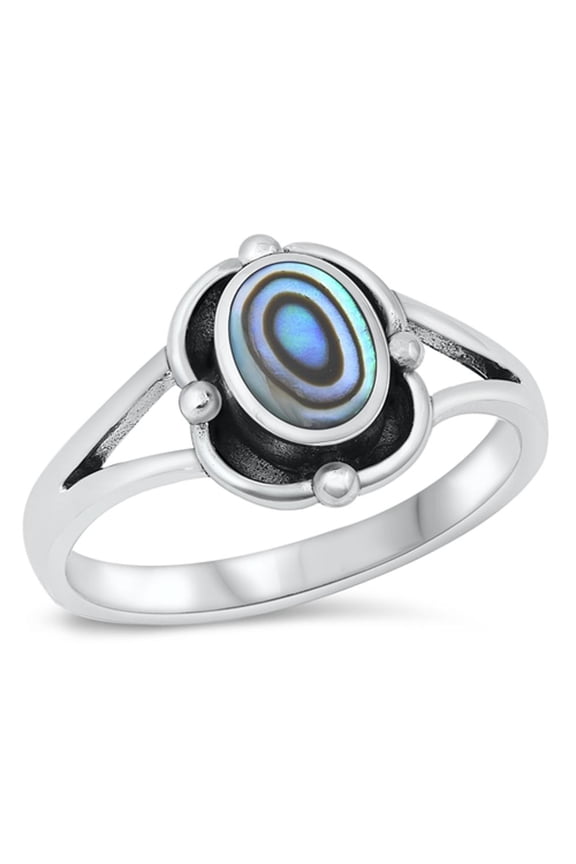 CHOOSE YOUR COLOR Vintage Bali Abalone Ring .925 Sterling Silver Band Jewelry Female Male Size 6